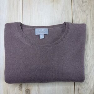 Pure Collection 100% Cashmere Womens Crewneck Sweater Plum Size 8 Stretch